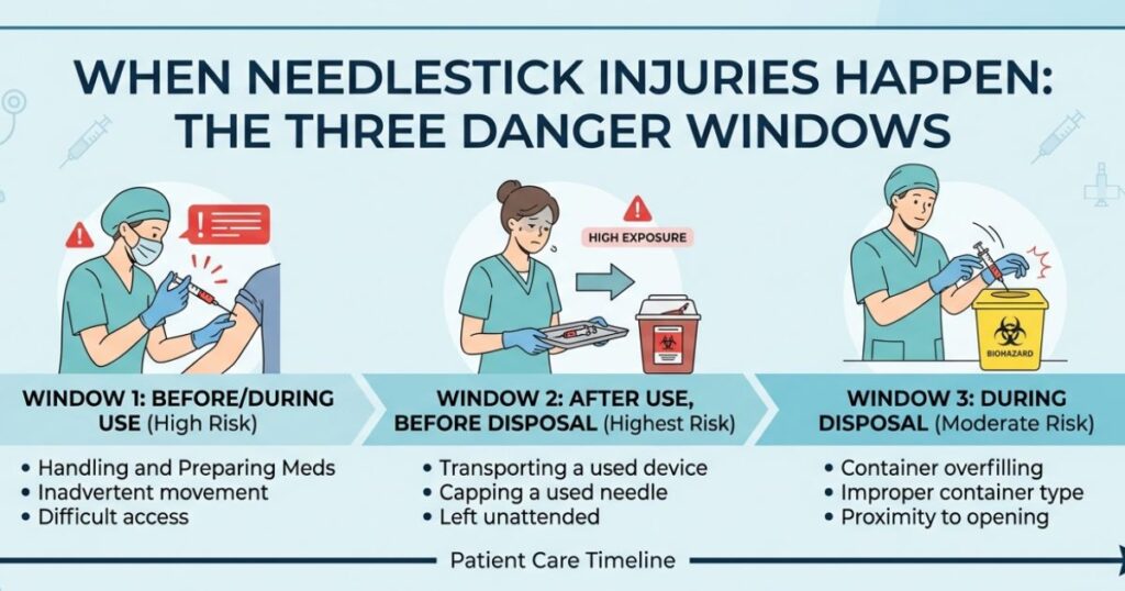 When Needlestick Injuries Happen: The Three Danger Windows